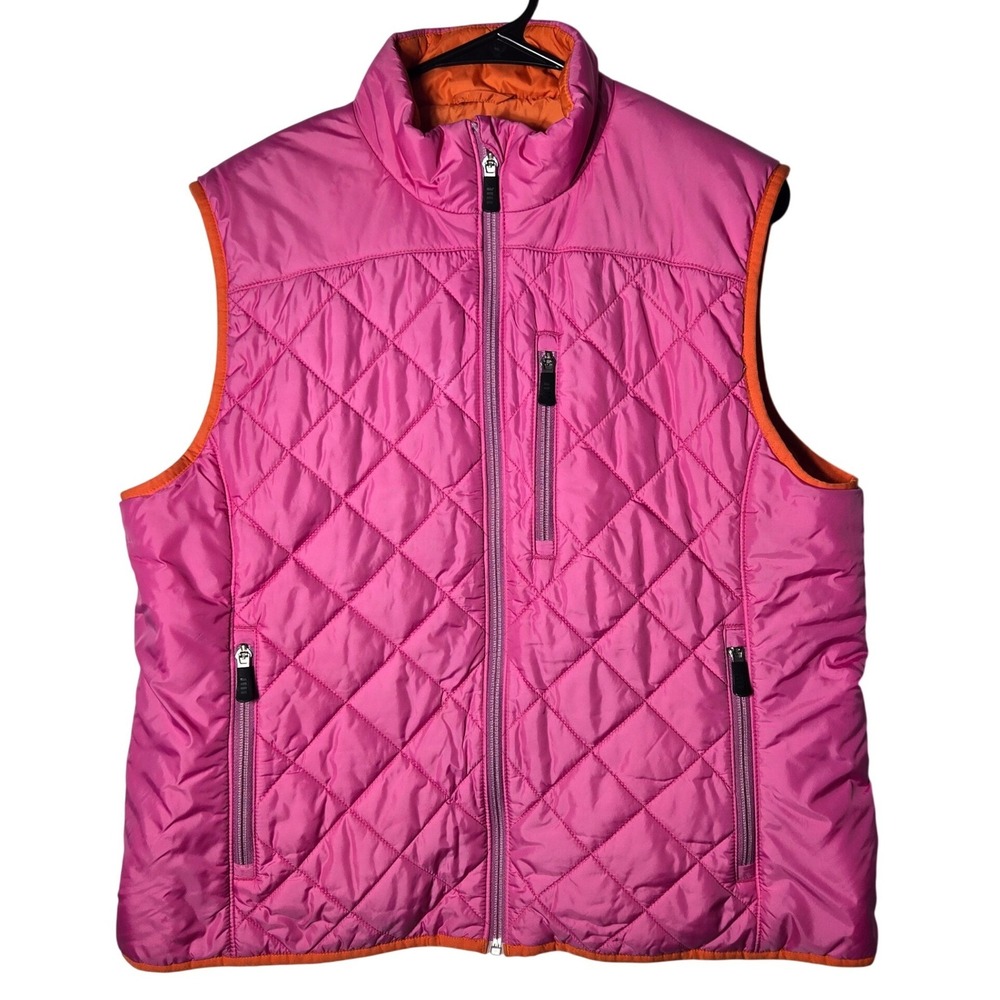 Lands End Womens Pink Primaloft Quilted Vest Large Outdoor Preppy‎ Active Winter